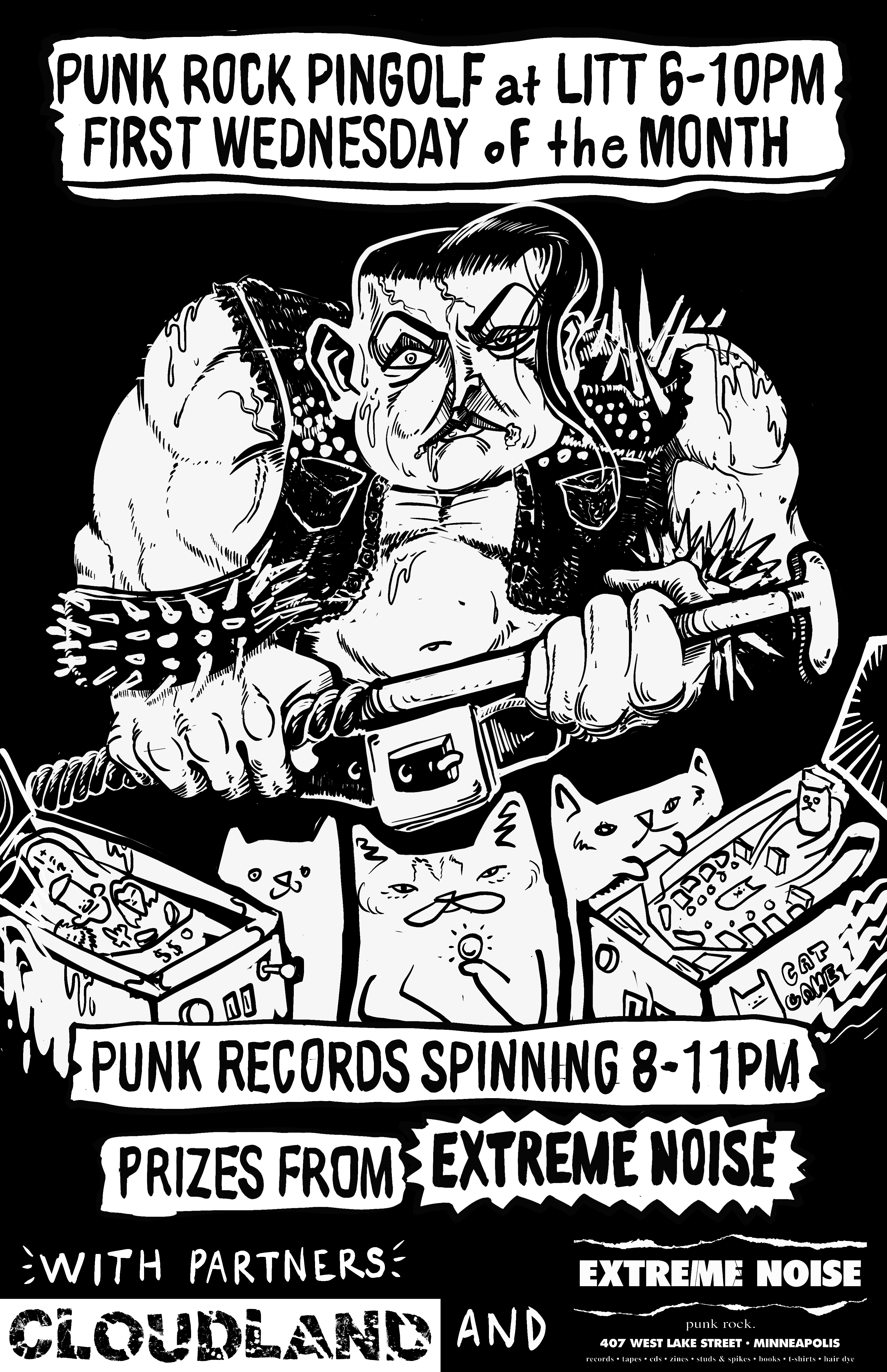 Poster for punk rock pin golf litt pinball bar