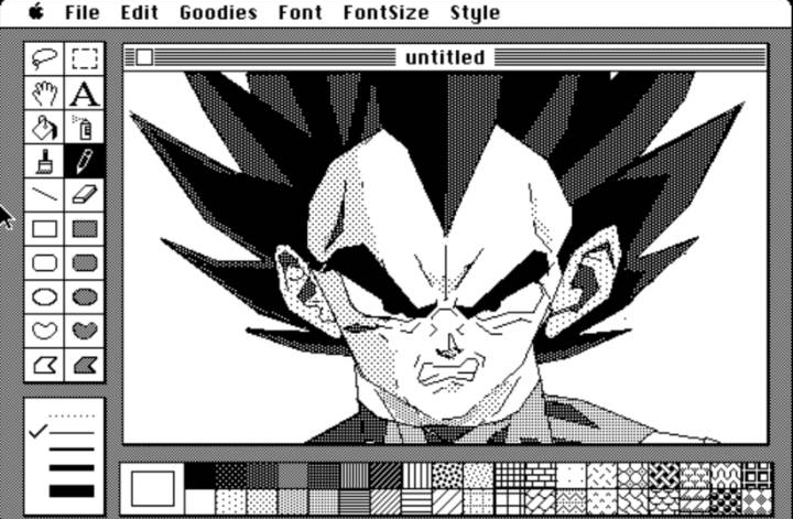 mac paint image of vegeta from dragonball z